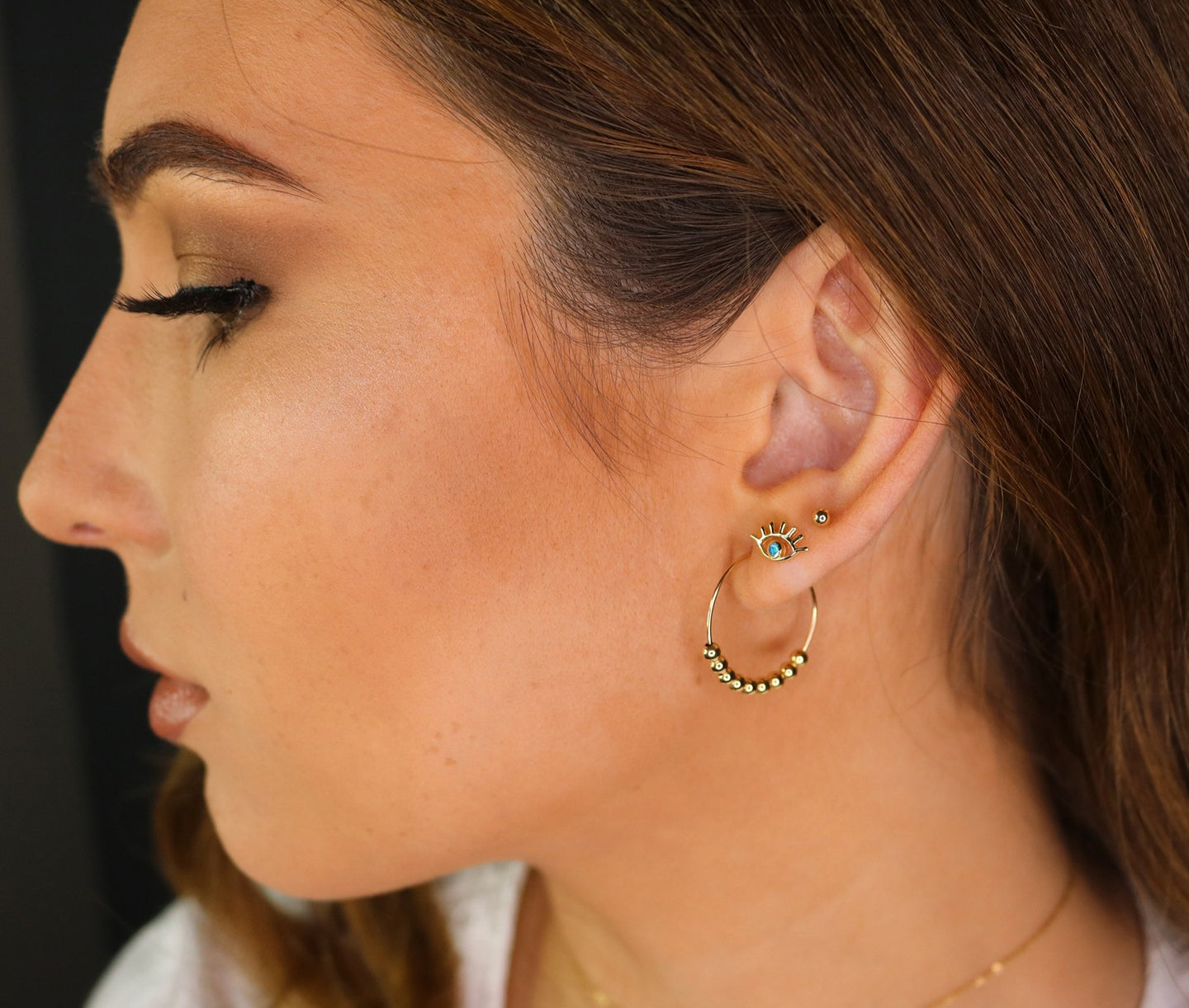 Beaded Hoop Earrings | Skinny Wire Bead Hoop